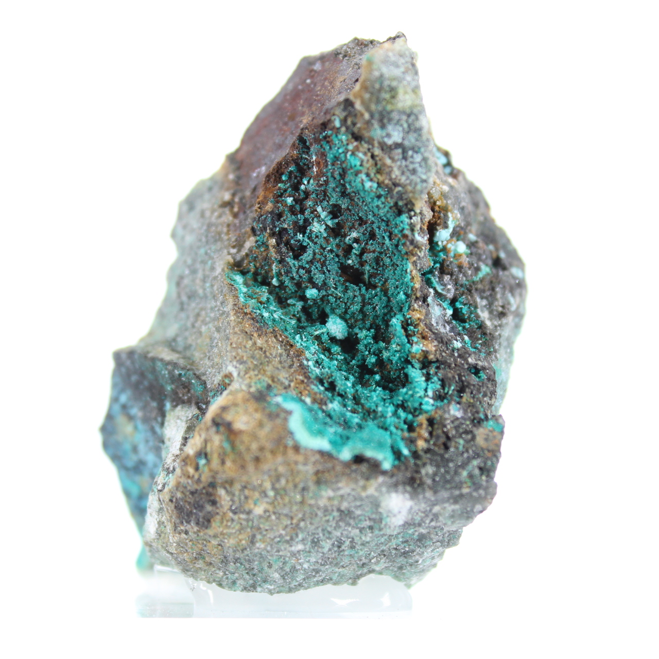 Rohes grünes Brochantit-Mineral aus Chile auf Ganggestein