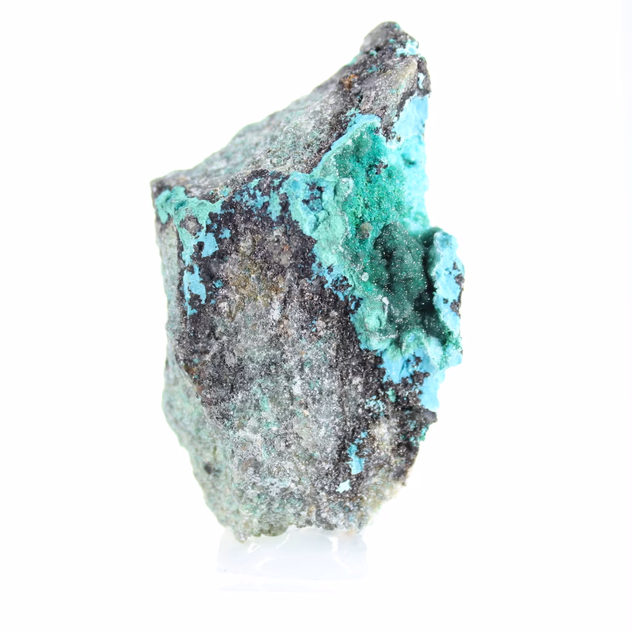 Rohes Brochantit-Mineralexemplar aus Chile auf Sockel
