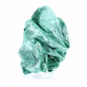 Seidige Malachit aus Kongo-Kinshasa, Sammlermineral auf Sockel