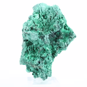 Malachit aus dem Kongo mit faseriger Struktur, Mineralexemplar auf Sockel