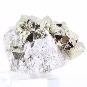 Pyritprobe aus Peru mit goldenen Oktaederkristallen