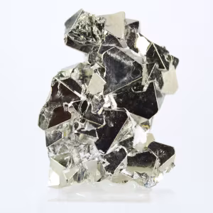 Pyrit aus Peru, oktaedrische Kristalle auf Acrylbasis