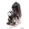 Gedrungener Morion-Quarzkristall aus Brasilien, Mineralexemplar auf Sockel - 2
