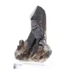 Gedrungener Morion-Quarzkristall aus Brasilien, Mineralexemplar auf Sockel - 3