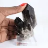 Gedrungener Morion-Quarzkristall aus Brasilien, Mineralexemplar auf Sockel - 1