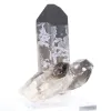Kleiner kristallisierter Morion-Quarz aus Brasilien, mit Sockel präsentiert - 4