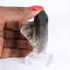 Mini-Morion-Quarzkristall aus Brasilien, schwarzer Stein auf Sockel - 1