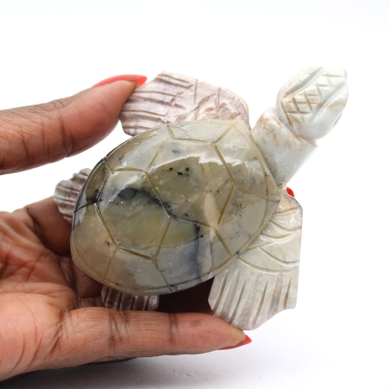 Geschnitzte Schildkröte aus natürlichem Speckstein aus Bolivien