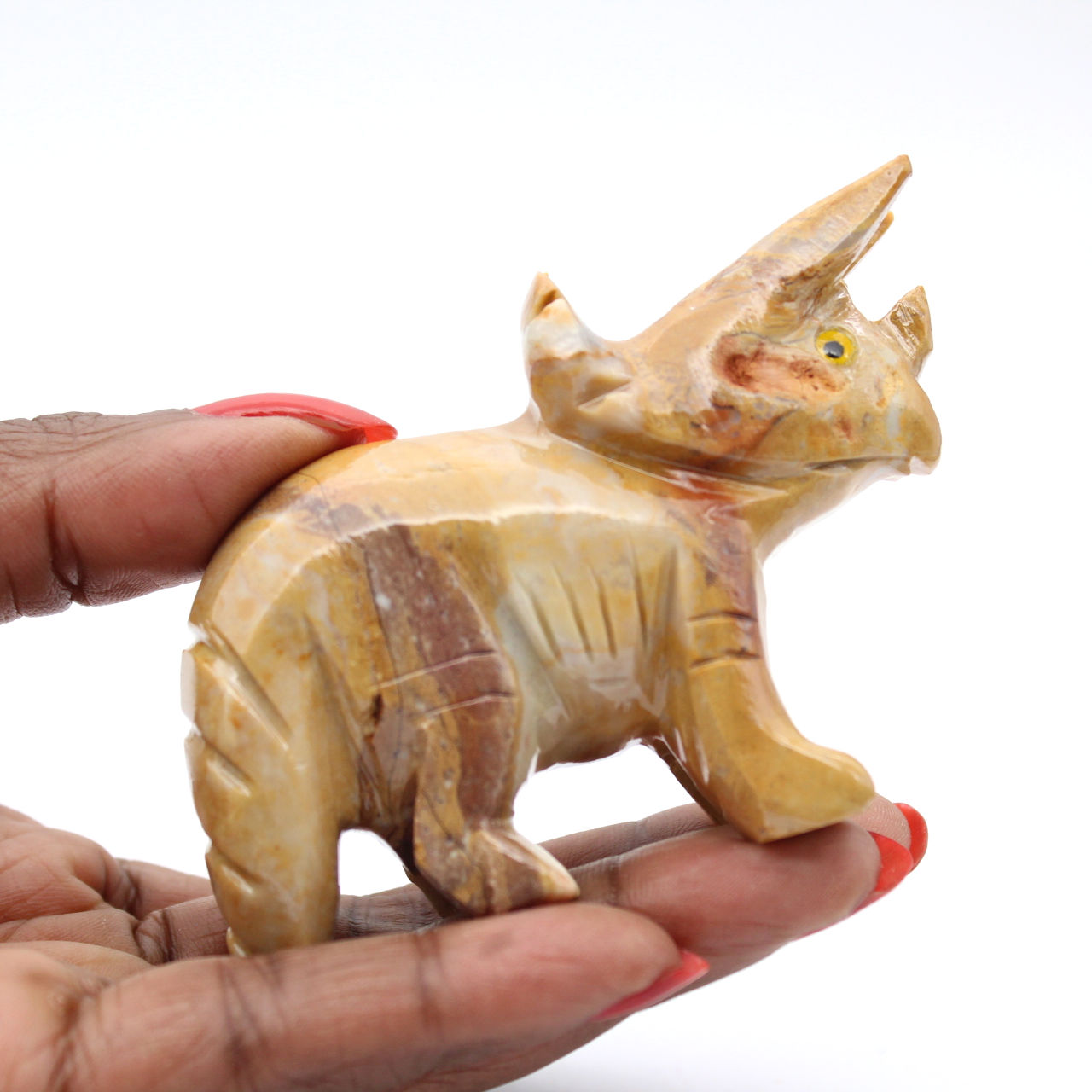 Triceratops aus natürlichem Speckstein aus Bolivien